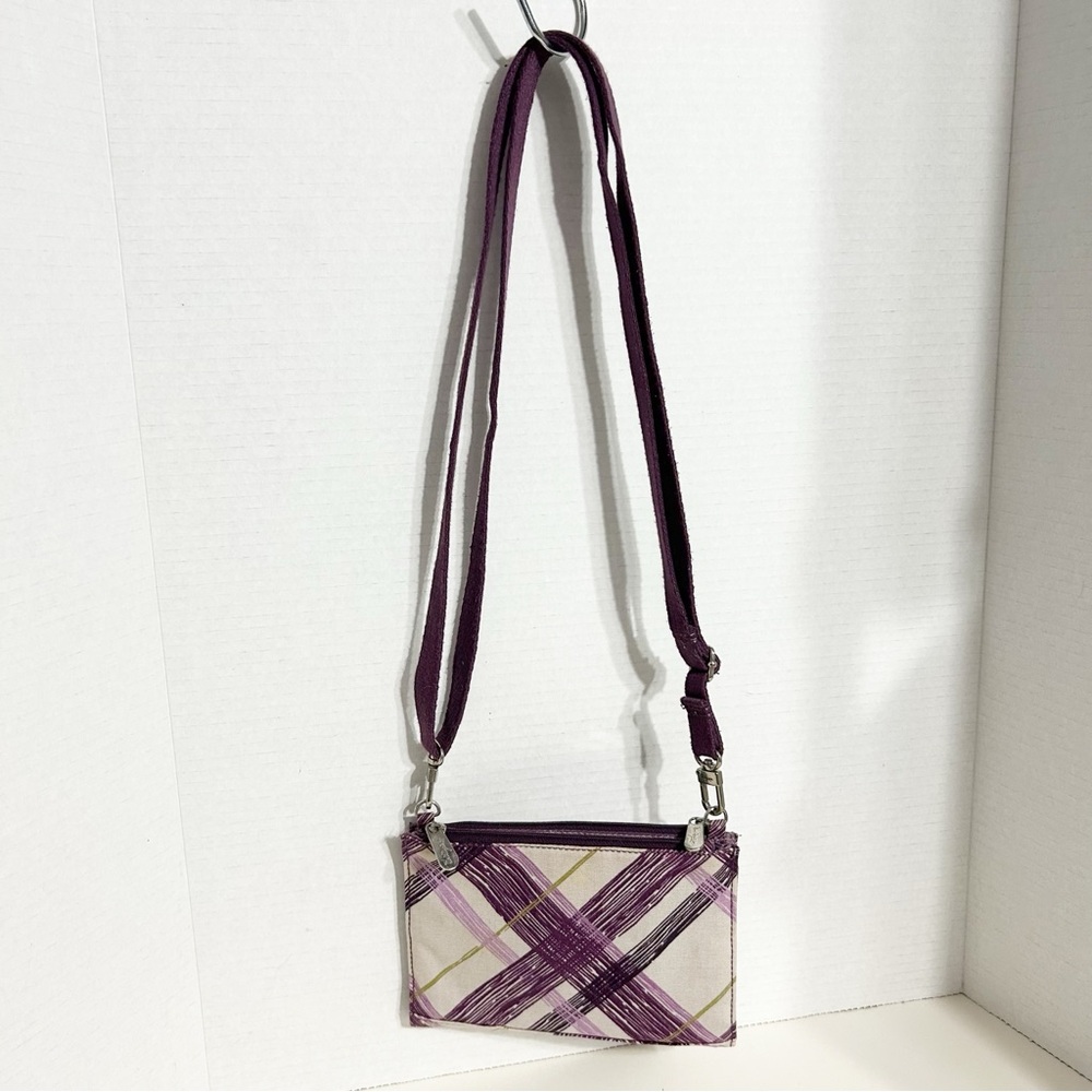 Thirty One Fabric Double Up Convertible Crossbody Bag Purse Plum Plaid Organized
